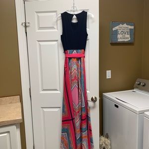 Eliza J full length dress. Key hole back, side zip